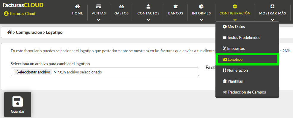 Acceso opción de menú logotipos