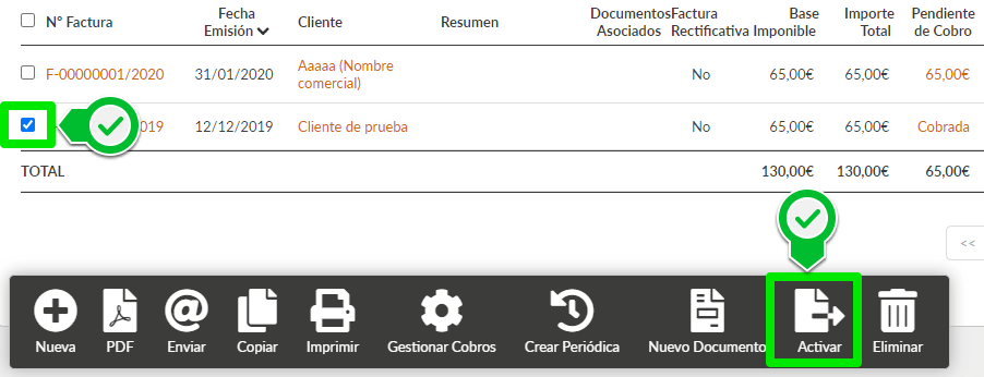 Activar documento
