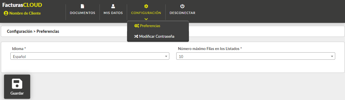 Configuración cliente