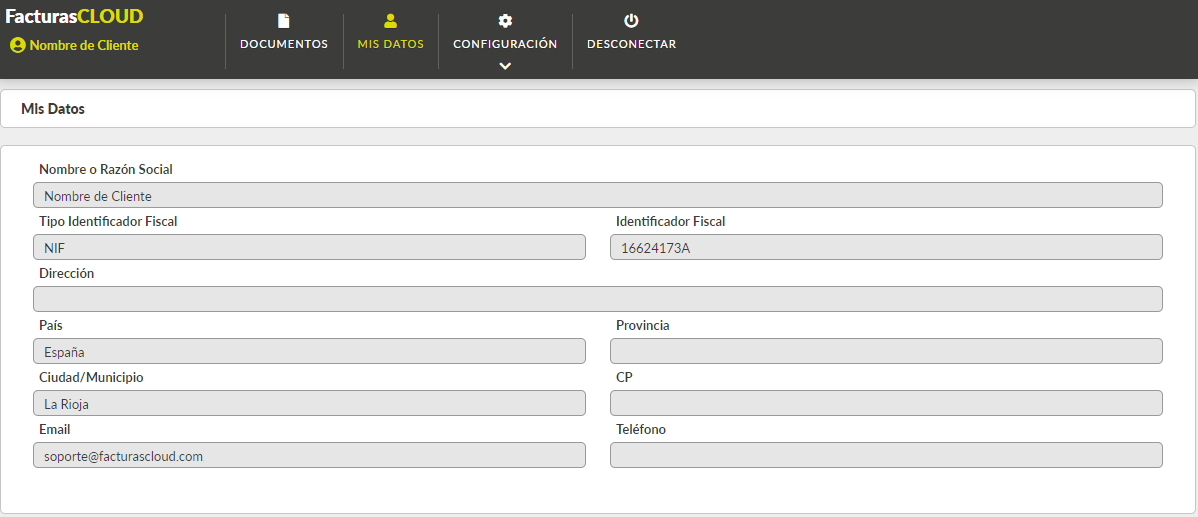 Mis datos de cliente