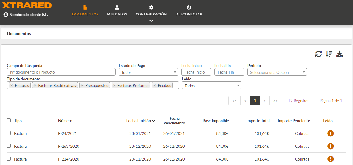 Personalización Xtrared