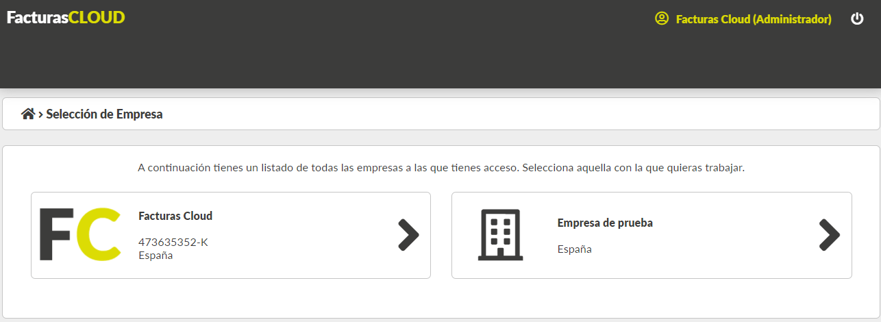 Seleccionar empresa en login